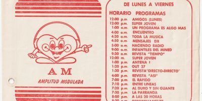 Radio Rebelde, 1988 AM schedule
